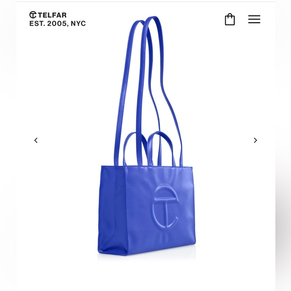 TELFAR *100% Authentic* Painters Tape Blue Medium Shopping Bag Tote - Picture 3 of 8